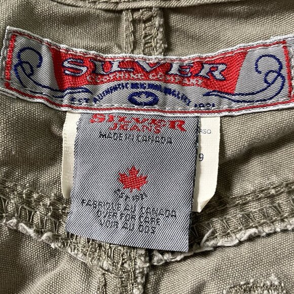 Vintage Silver Jeans Shorts Womens 31 Y2K Tan Low Rise Khaki Made in Canada - Picture 12 of 12
